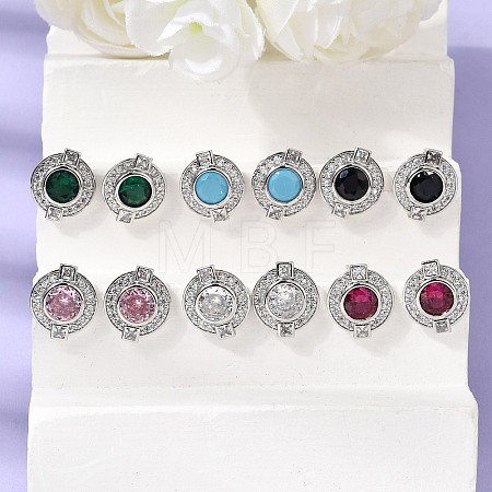 Brass Micro Pave Cubic Zirconia Stud Earrings EJEW-G471-05P-1