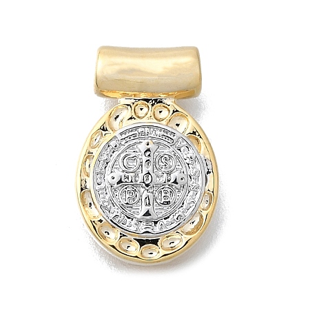 Religion Theme Brass Hammered Pendants KK-V010-09GP-01-1