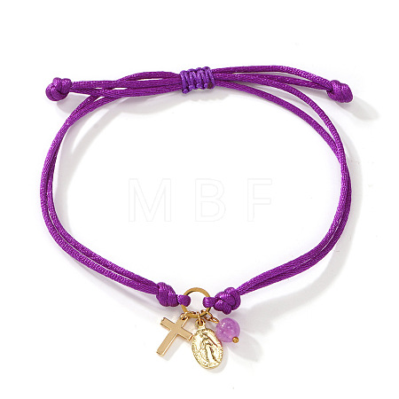 Handmade Adjustable Brass Cord Charm Bracelets OH6881-12-1