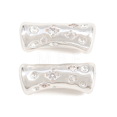 Brass Micro Pave Clear Cubic Zirconia Beads KK-Z162-21S-1