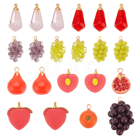 21Pcs 11 Styles Resin Imitation Fruit Pendants RESI-NB0001-98-1