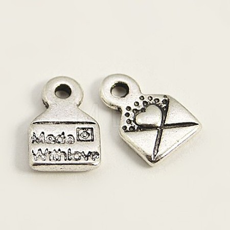 Tibetan Style Alloy Envelope Carved Heart and Word Made with Love Charms for Gift Making X-LF0643Y-1