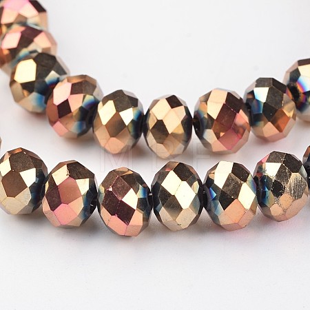 Electroplate Glass Beads Strands EGLA-P018-8mm-F02-1