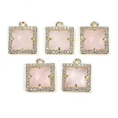 Natural Rose Quartz Faceted Square Charms G-I375-06G-05-1