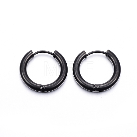 304 Stainless Steel Huggie Hoop Earrings EJEW-F111-18mm-B-1