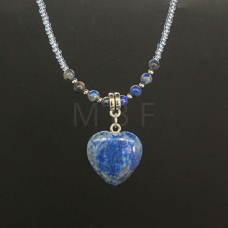Natural Gemstone Heart Pendant Colorful Glass Seed Beads Beaded Necklaces for Women VA8487-6-1