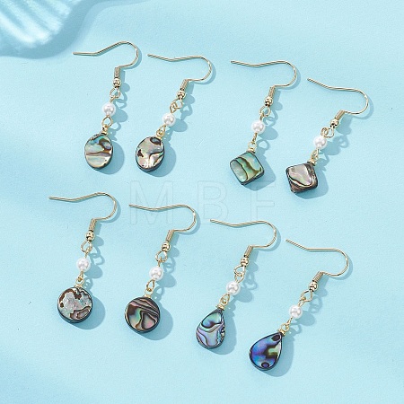 Natural Paua Shell Dangle Earrings EJEW-JE06962-1