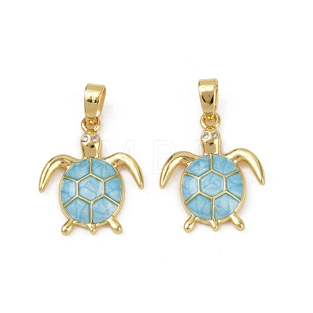 Brass Micro Pave Cubic Zirconia Pendants KK-C093-09G-02-1