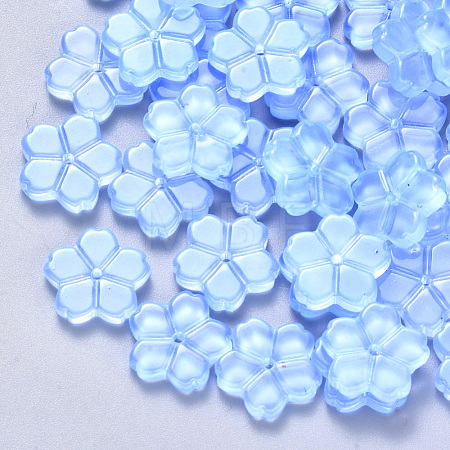 Transparent Single Face Spray Painted Glass Beads GLAA-S190-006B-01-1