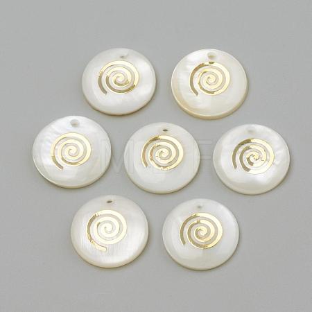 Freshwater Shell Pendants SHEL-Q010-010G-1