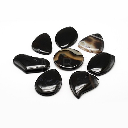 Natural Dyed & Heated Black Agate Pendants G-J307-39-1