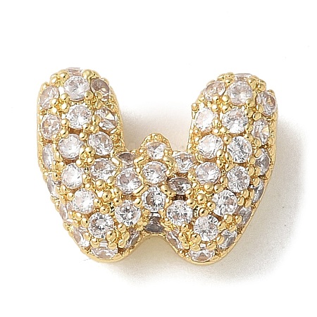 Brass Micro Pave Cubic Zirconia Beads KK-P290-61G-W-1