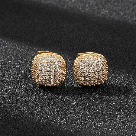 Brass Micro Pave Cubic Zirconia Stud Earrings EJEW-F418-15G-1