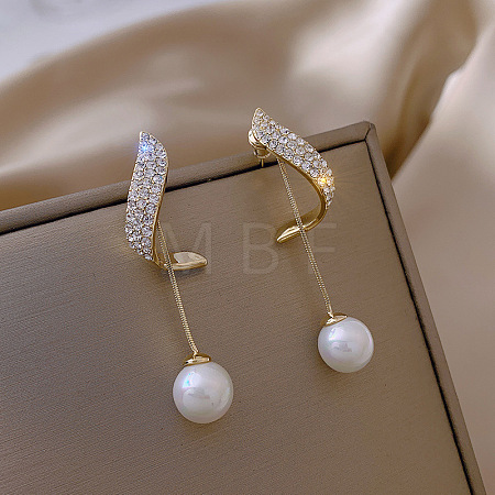 Alloy Crystal Rhinestone Dangle Stud Earrings FS-WG37841-01-1