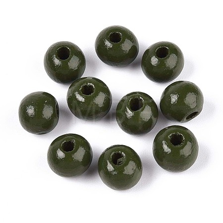 Spray Painted Round Natural Schima Wood Beads WOOD-A018-8mm-14-1