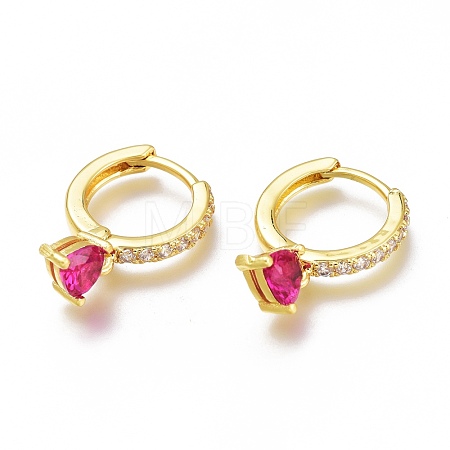 Brass Micro Pave Cubic Zirconia Huggie Hoop Earrings ZIRC-H102-14C-G-1