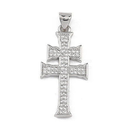 Religion Brass Micro Pave Clear Cubic Zirconia Pendants KK-B177-03P-02-1