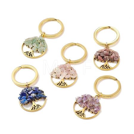 5Pcs Natural Stone Keychains KEYC-JKC00327-S-1