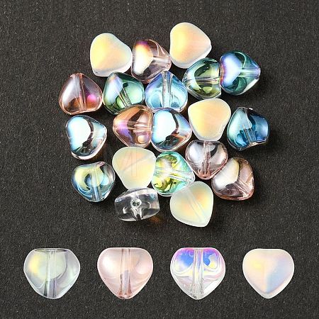 20Pcs 4 Colors Transparent Spray Painted & Frosted Glass Beads GLAA-YW0001-87-1