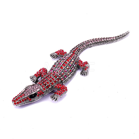 Alloy Rhinestones Alligator Brooches JEWB-S022-07A-1
