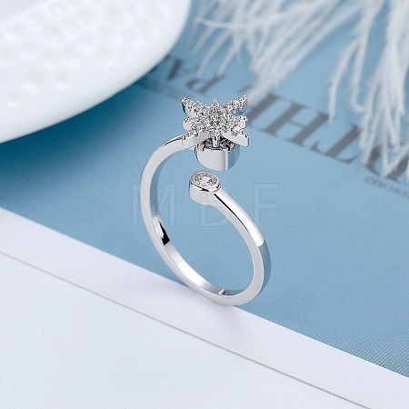 Rotatable Cat Eye Open Ring with Cubic Zirconia RJEW-Q776-01G-01-1