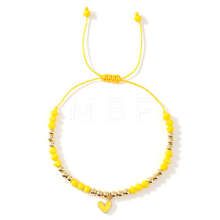 Heart Brass Enamel Charm Bracelets CK5066-3-1