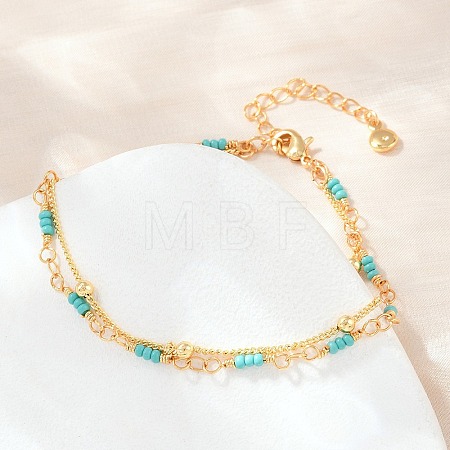 Synthetic Turquoise Multi-strand Bracelets KK-H299-04G-1