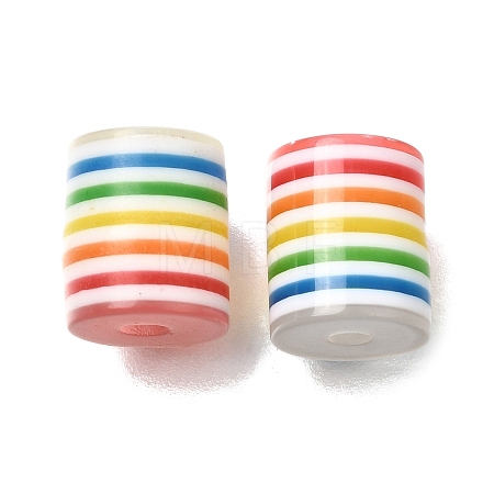 Transparent Rainbow Stripe Opaque Resin Beads RE-CBA0A57-12B-1