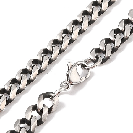 304 Stainless Steel Cuban Link Chain Necklaces NJEW-K378-16A-AS-1