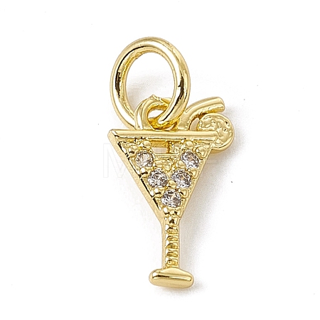Brass Micro Pave Cubic Zirconia Charms X-ZIRC-F132-15G-1