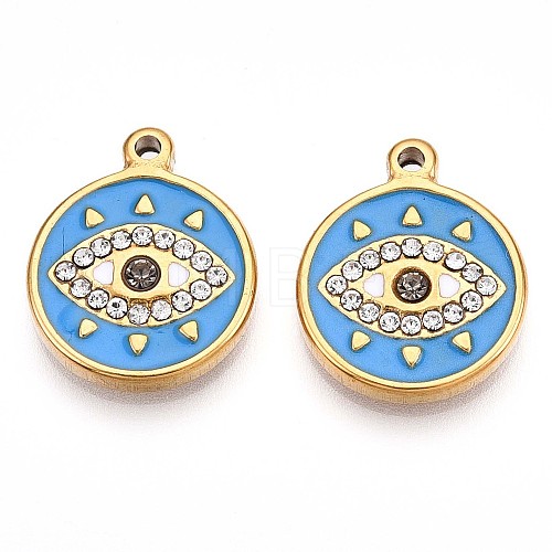 304 Stainless Steel Enamel Rhinestone Pendants STAS-T064-50A-1