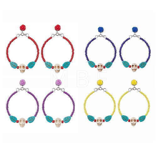 Glass Seed Beads Stud Earring EJEW-JE05982-1