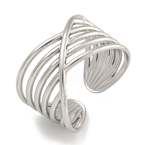 304 Stainless Steel Open Cuff Ring for Women RJEW-U014-11P-1