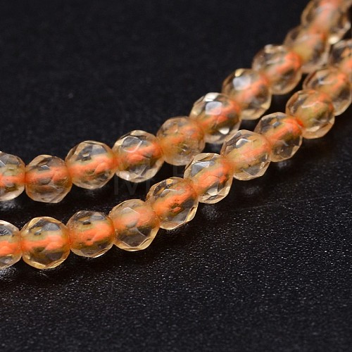 Natural Citrine Round Beads Strands G-P115-04-1