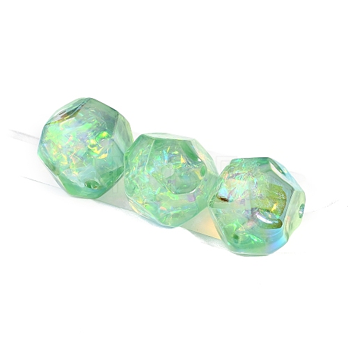 10Pcs Gradient Color & UV Plating Rainbow Iridescent Opaque Resin Beads PW-WG6C260-06-1