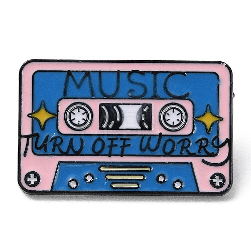 Cassette with Word Turn Off Worry Enamel Pins JEWB-I023-01B-1