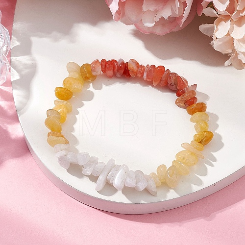 Natural Topaz Jade Chips Beaded Stretch Bracelets for Women BJEW-TA00557-03-1