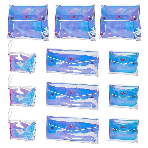 12Pcs 4 Style Laser Iridescent PVC Small Wallets AJEW-CP0005-51-1
