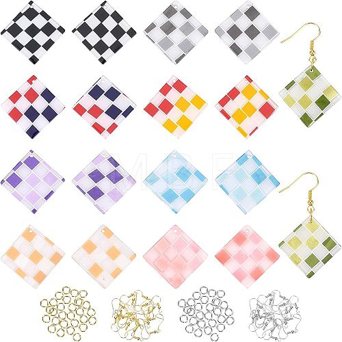 Olycraft Checkerboard Dangle Earrings DIY Making Kit DIY-OC0008-06-1