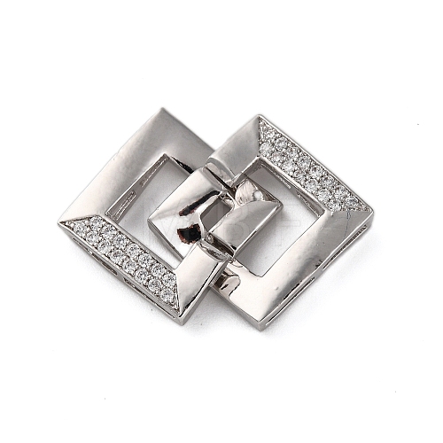 Rack Plating Square Brass Interlocking Clasps KK-Z070-28P-1