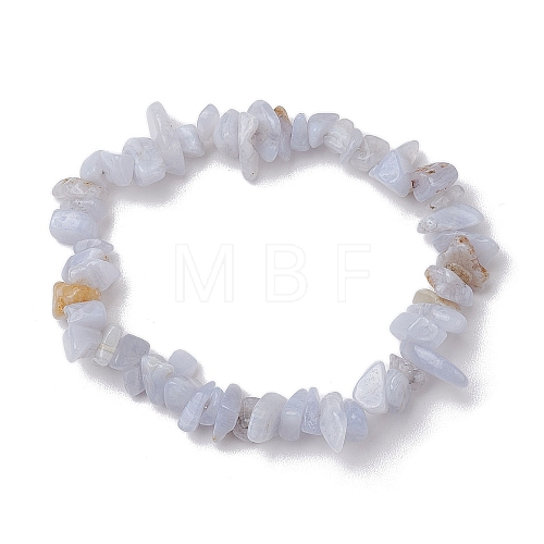 Natural Blue Lace Agate Chip Beaded Stretch Bracelets BJEW-JB10868-03-1