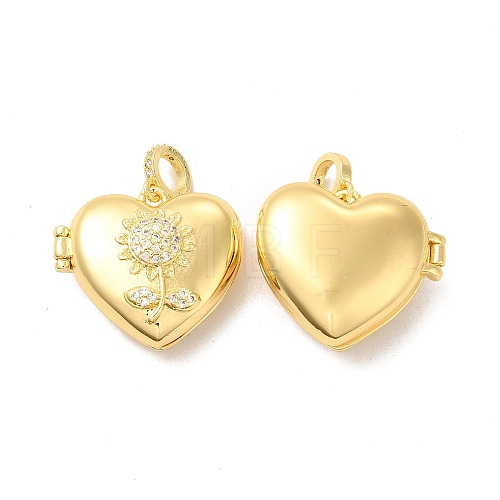 Eco-Friendly Rack Plating Brass Micro Pave Clear Cubic Zirconia Locket Pendants KK-F850-03G-1