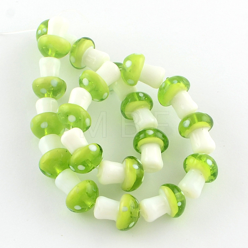 Mushroom Handmade Lampwork Beads Strands X-LAMP-R116-09-1