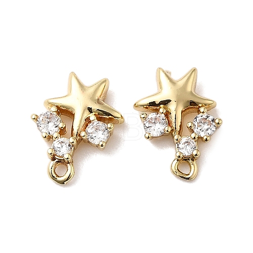 Brass with Cubic Zirconia Stud Earrings Finding KK-Q048-14G-1