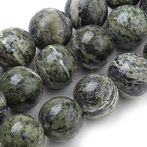 Natural Green Zebra Jasper Beads Strands G-S259-34-8mm-1