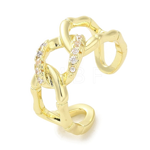 Brass Micro Pave Cubic Zirconia Rings for Women RJEW-E295-33G-1