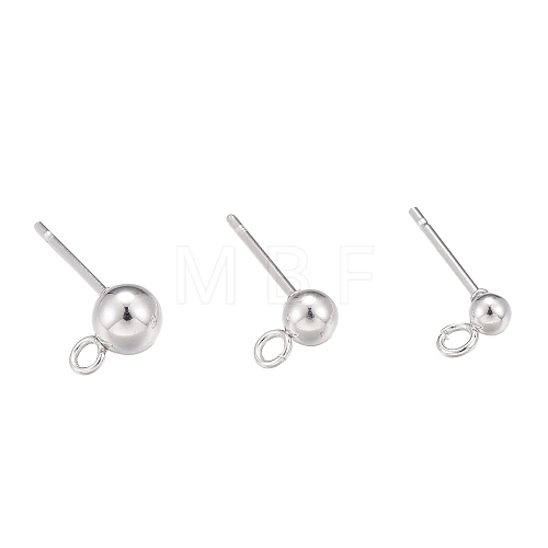 30Pcs 3 Size 304 Stainless Steel Ball Stud Earring Post STAS-LS0001-06S-1