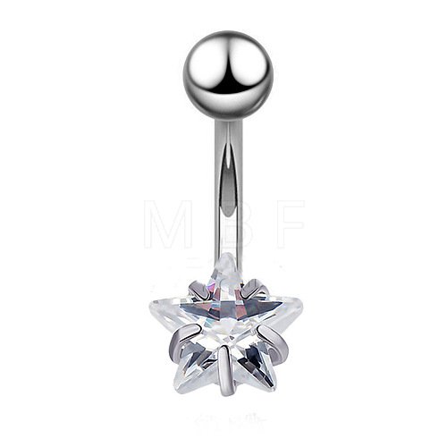 Clear Cubic Zirconia Belly Button Rings WG9960A-21-1