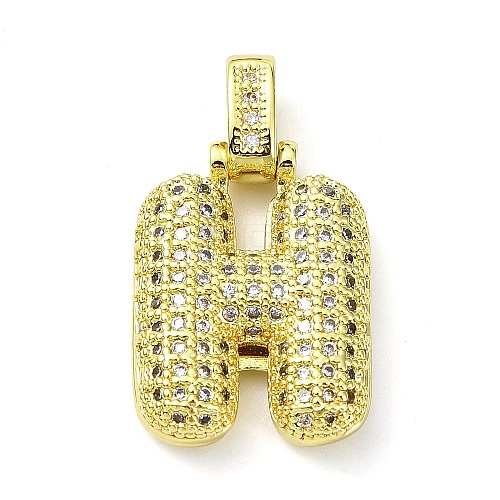 Brass Micro Pave Clear Cubic Zirconia Pendants KK-M279-01G-H-1