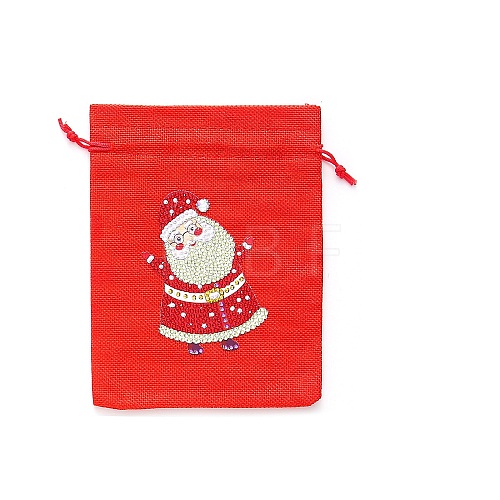 Christmas Theme DIY Diamond Painting Drawstring Gift Bag Kit DIAM-PW0010-72A-23-1